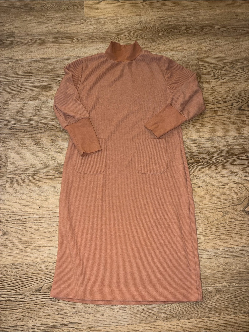 Roolee Dusty Rose Turtleneck Long-Sleeve Knit Dress